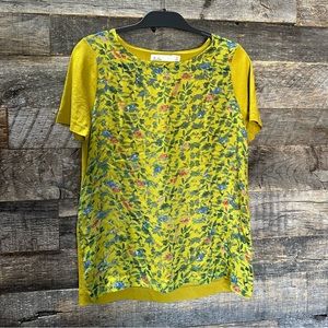 Madewell/Hi-Line Silk-Front Floral Tee, NEVER WORN!